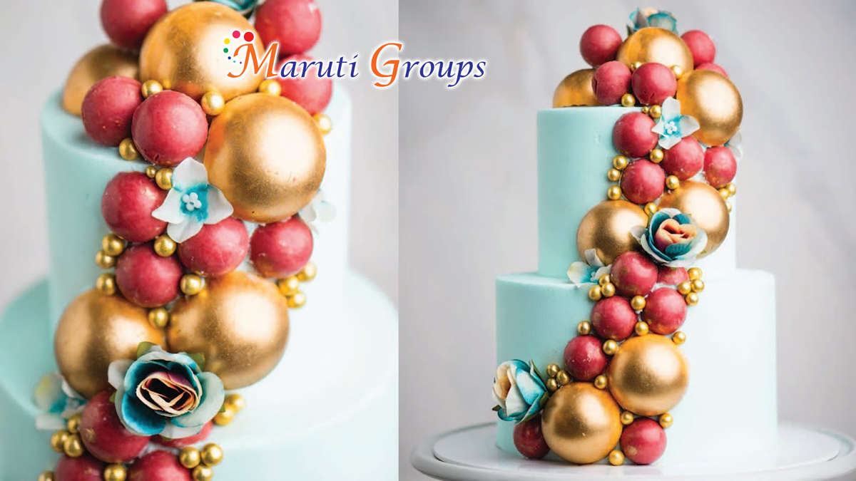 Faux Balls Cake Topper Set For Cake Decorating - Gold - 20pc