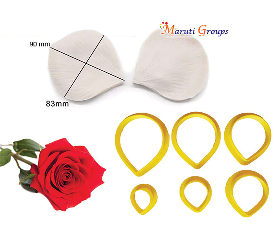 Rose Veiner Flower Silicone Mould & Cutters