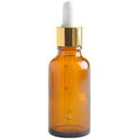 Dropper Bottle, Amber Glass, Gold Pipette Lid - 20ml