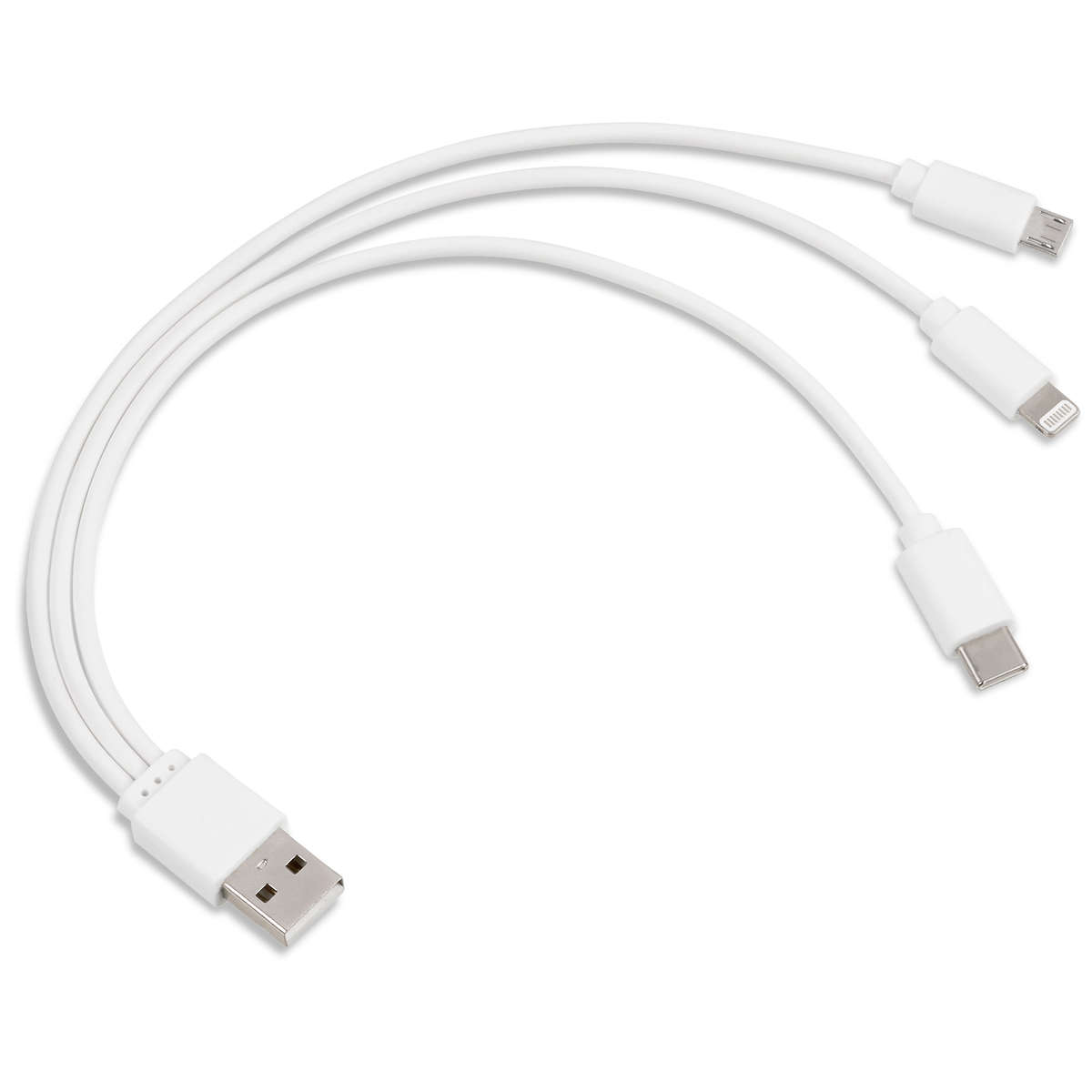 Hat-Trick 3-in-1 Charging Cable - Solid White