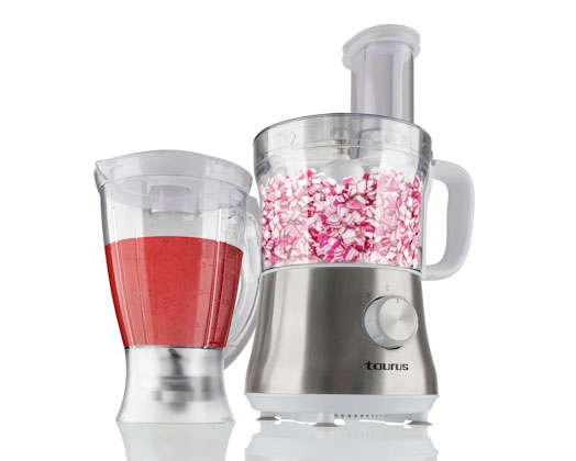 Food Processor With Attachments Stainless Steel Brushed 1.5L 500W Processador Basic"