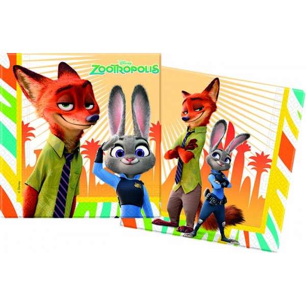 ZOOTROPOLIS TWO PLY PAPER NAPKINS 33X33CM 20CT
