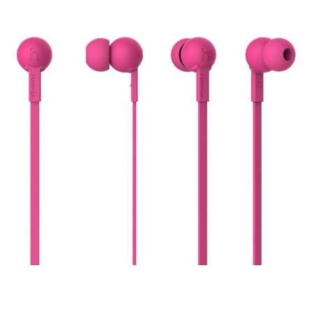 STEREO EARPHONE + MIC HOT PINK 1.2M
