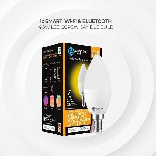 Smart WiFi Bulb 4.5W LED White Candle Screw