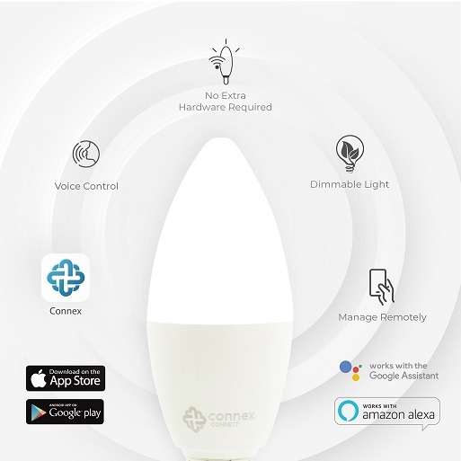 Smart WiFi Bulb 4.5W LED White Candle Screw