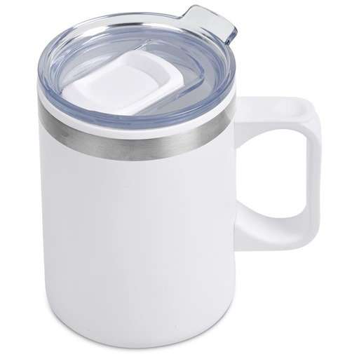 Kooshty Angelo Stainless Steel & Plastic Double-Wall Mug - 360ml - Solid White