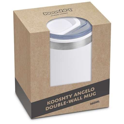 Kooshty Angelo Stainless Steel & Plastic Double-Wall Mug - 360ml - Solid White