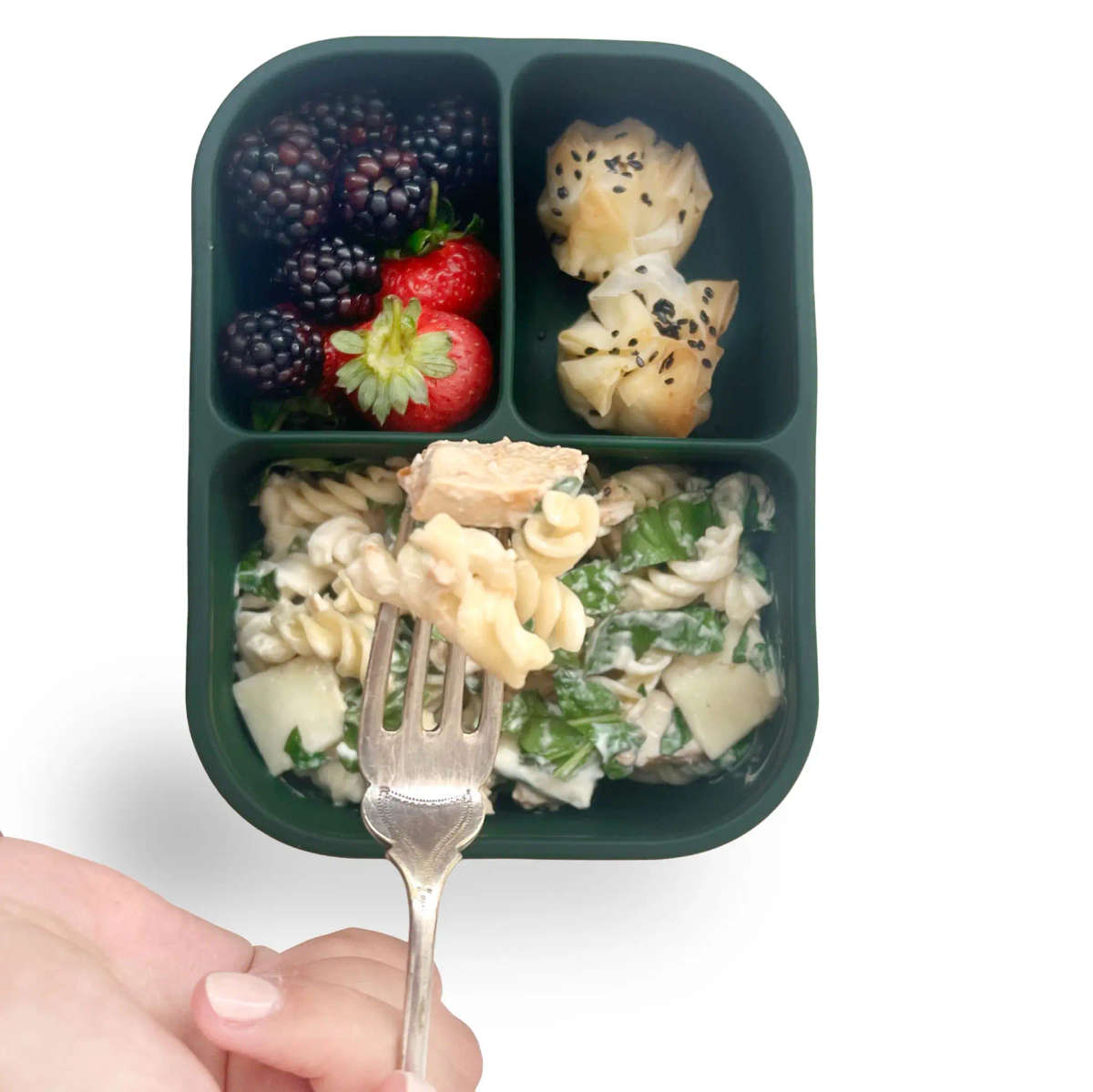 Silicone Bento Lunchbox - 3 portion - Moss