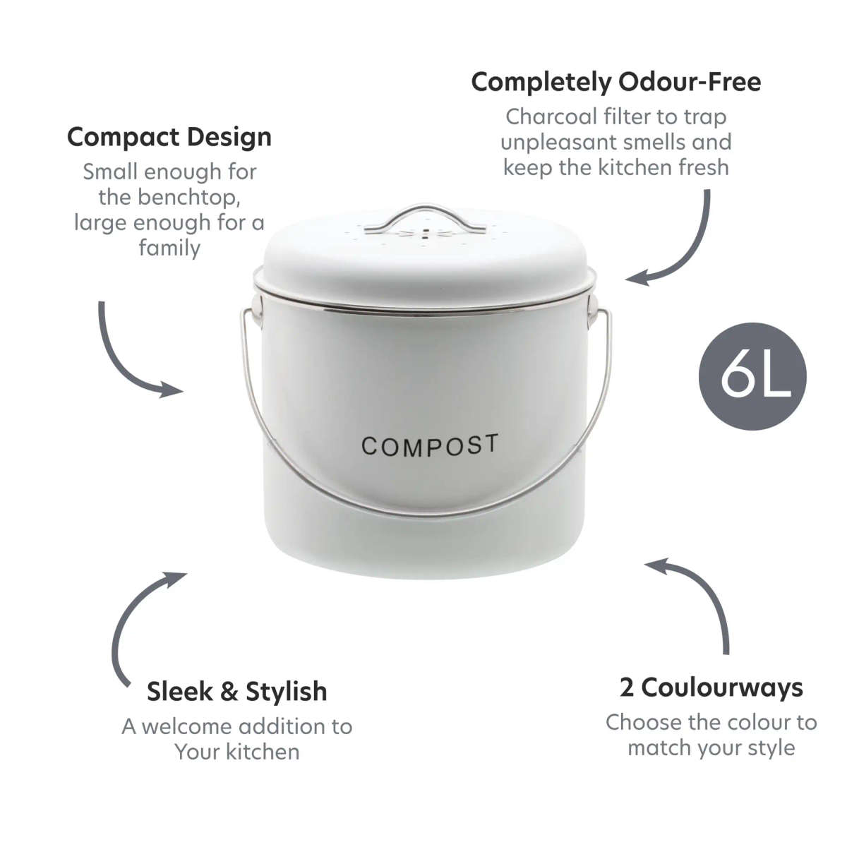 Kitchen Compost Bin / 6L / Mushroom