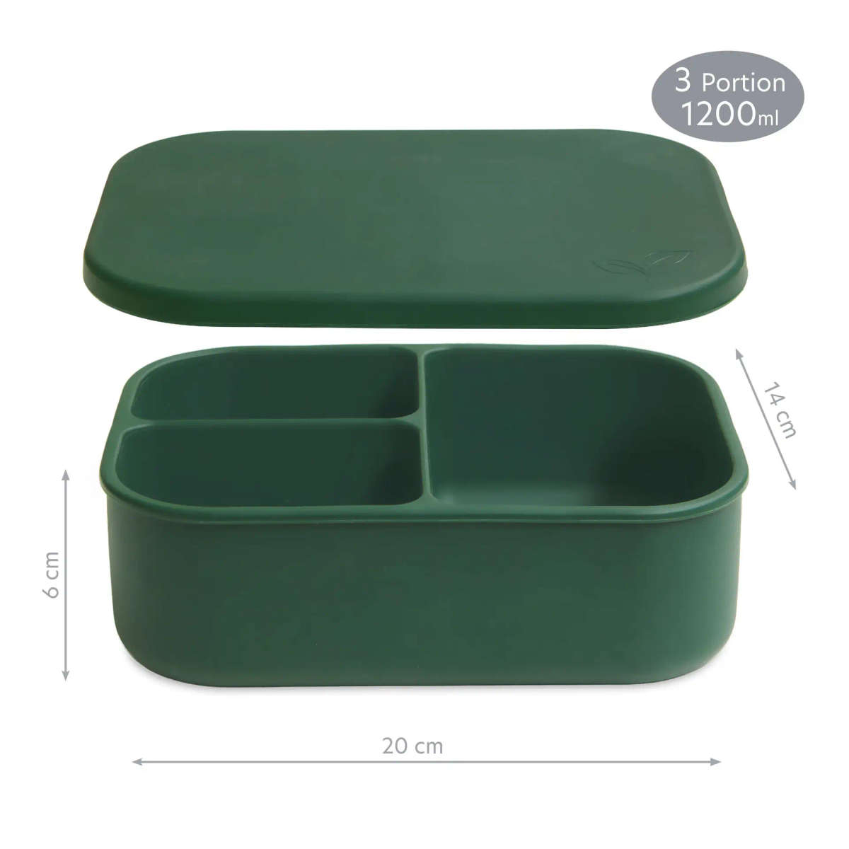 Silicone Bento Lunchbox - 3 portion - Moss