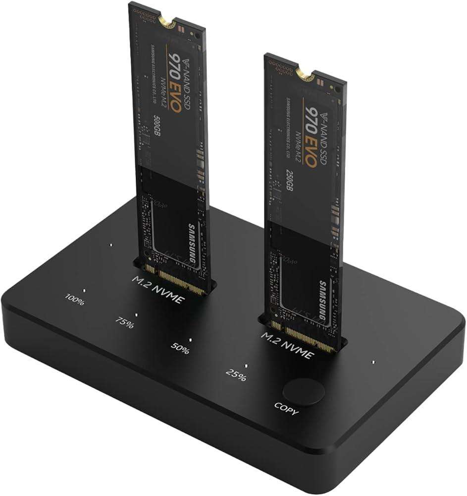 Dual Bay M.2 Ssd Dock With Clone Solid State Drive