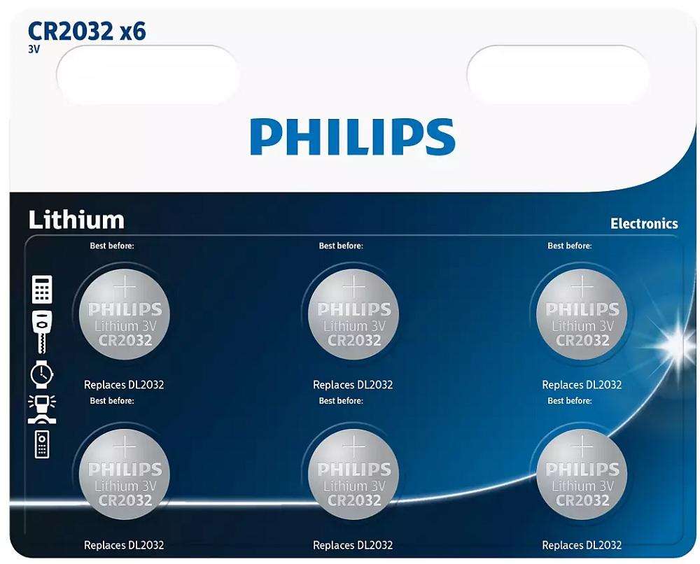 Philips Cr2032 6 Pack Batteries