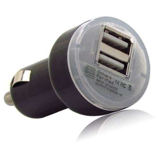 Dual Usb Car Charger- Black Tablets