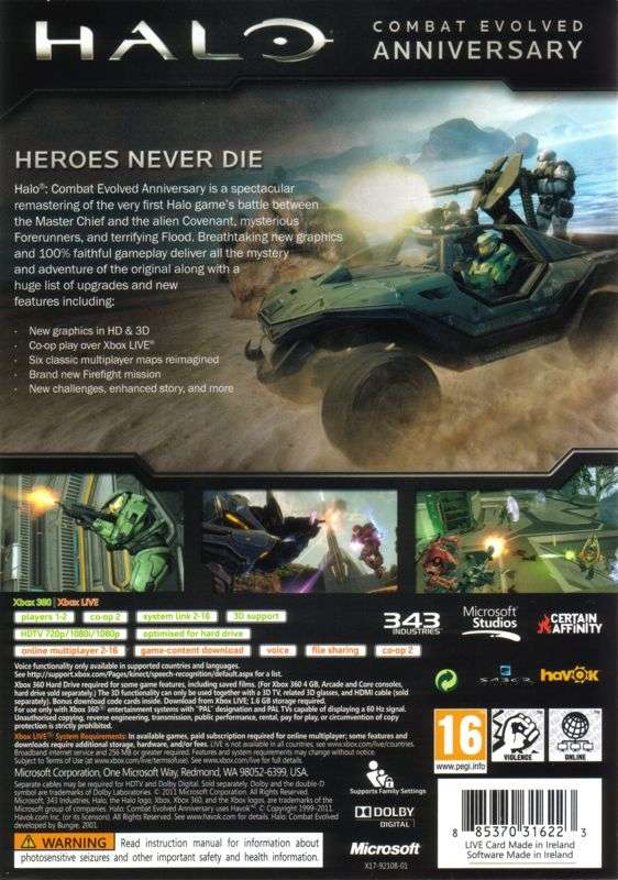 XB 360 Halo Combat Evolved Anniversary