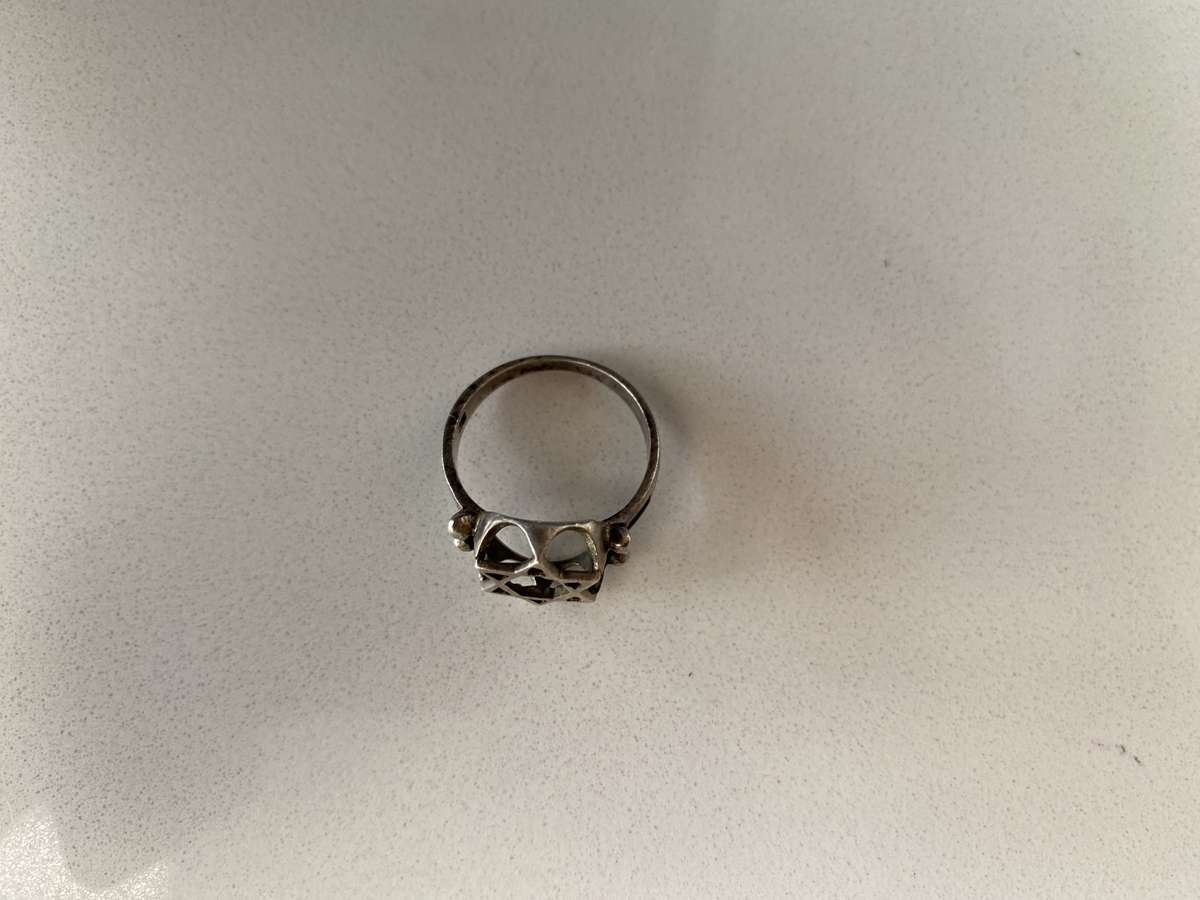 Silver Ring With Star of David Overlaid on Crown Shape