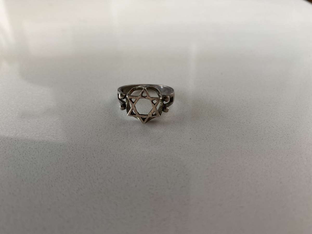 Silver Ring With Star of David Overlaid on Crown Shape