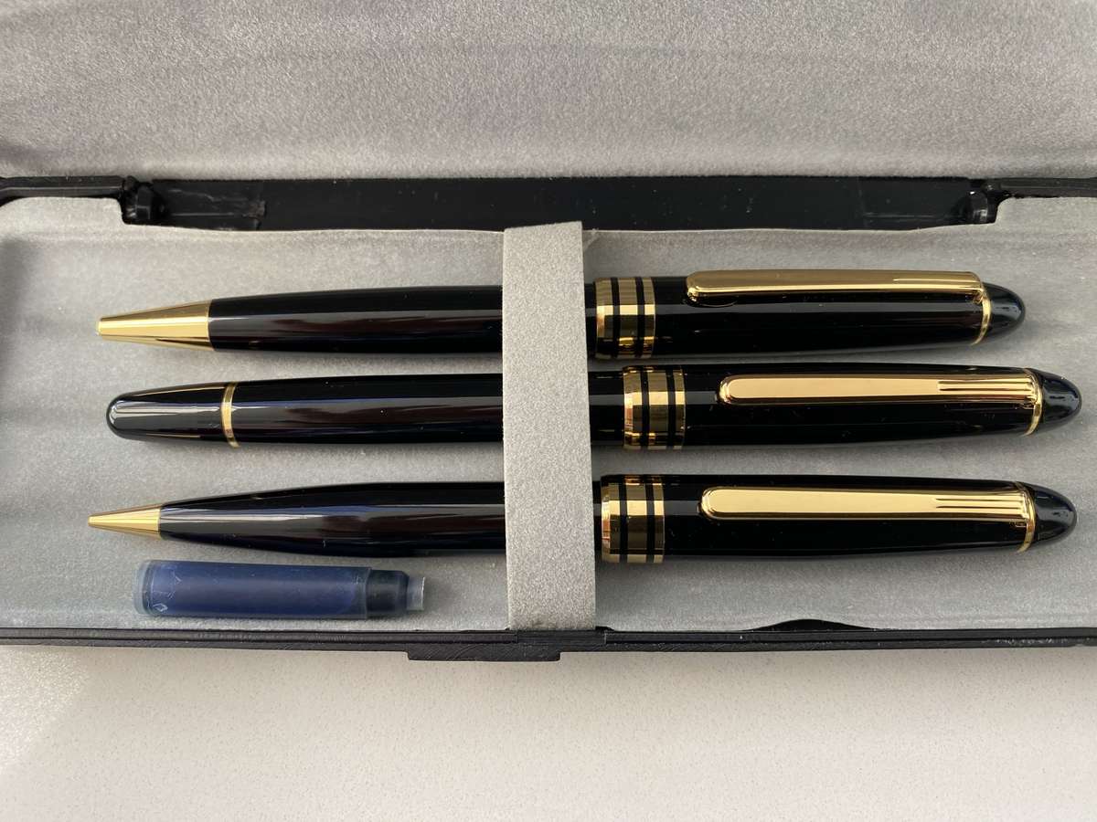 Pen Set Gold Plated & Black Set of 3 Pens Ball Point, Fountain Pen & Pencil Set #ML679 R595.00