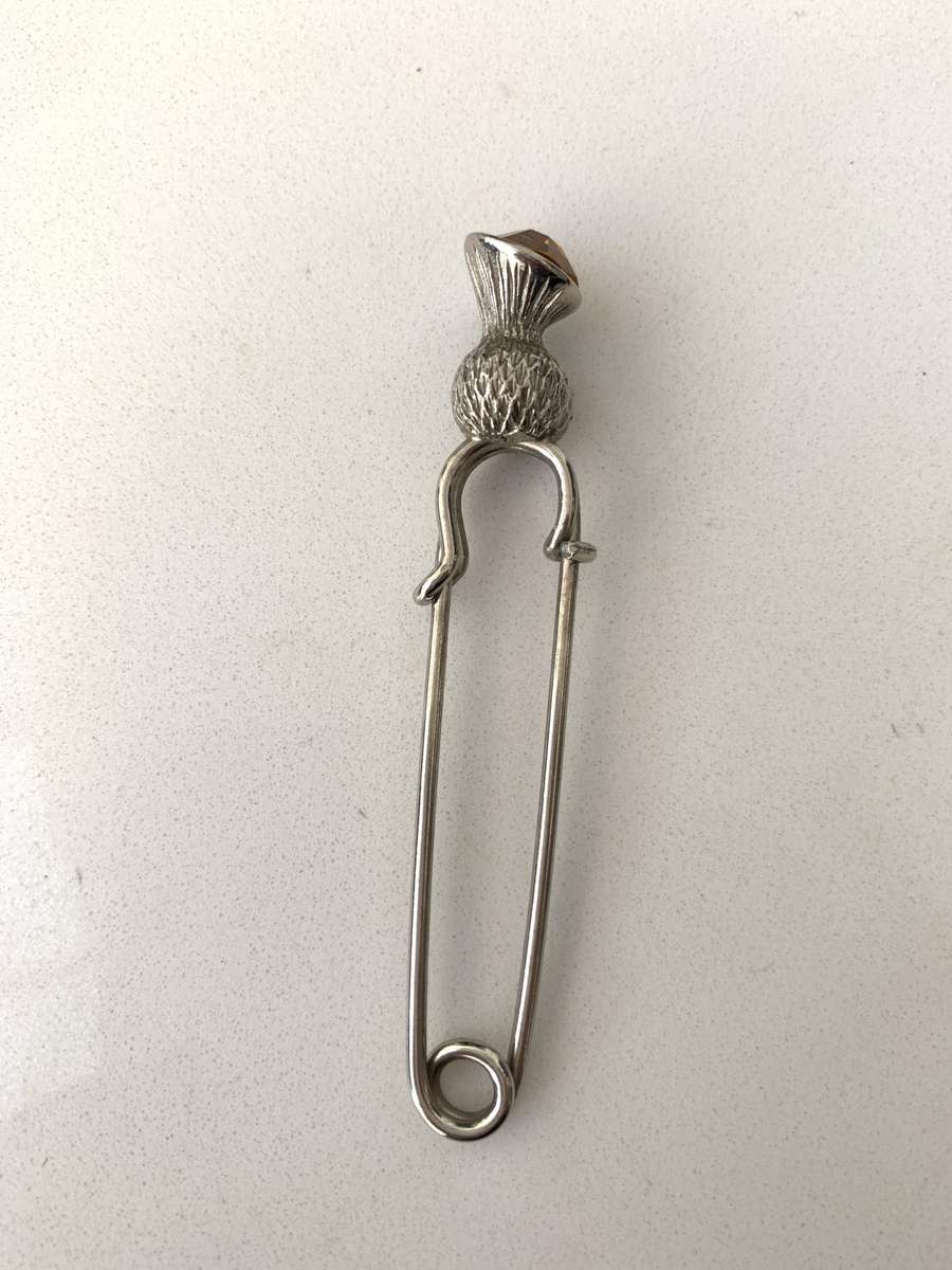 Vintage Silver Plated Thistle Kilt Pin With A Citrine Colour Stone on Top #ML682 R245.00 |