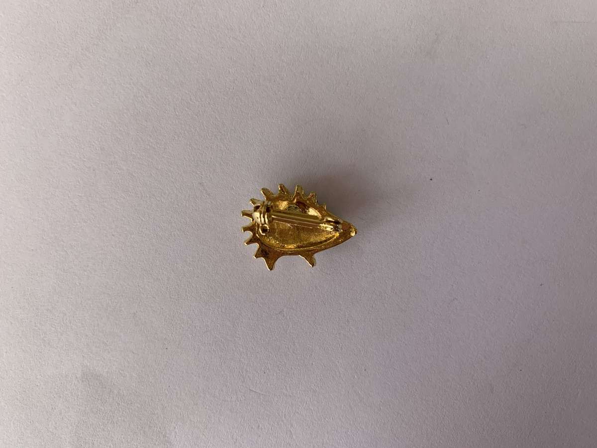 Gold Tone Hedgehog brooch with multi coloured stones #ML733 | Dimensions: 21mm x 15mm