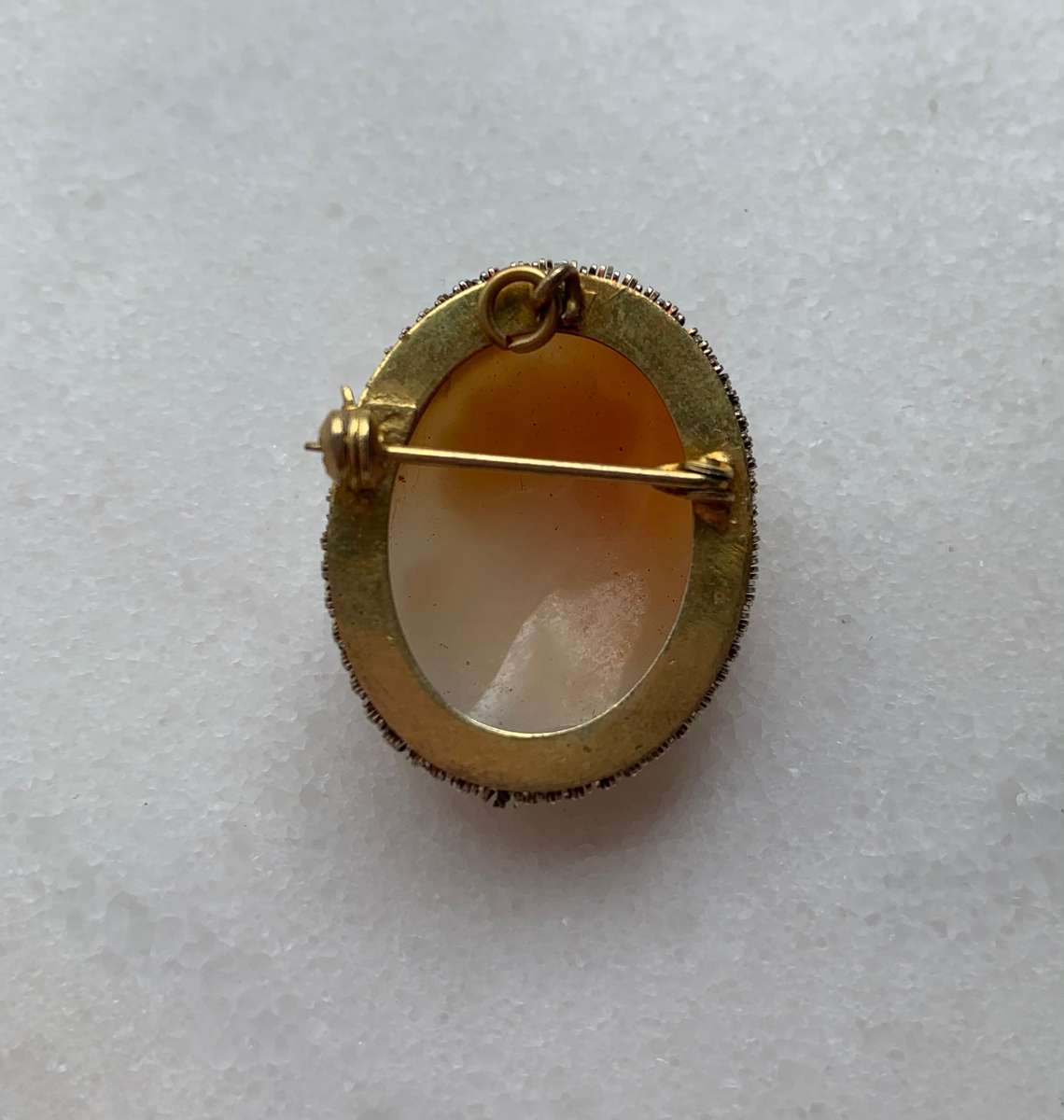 Gold Coloured Cameo Brooch With Decorative Metal Edging