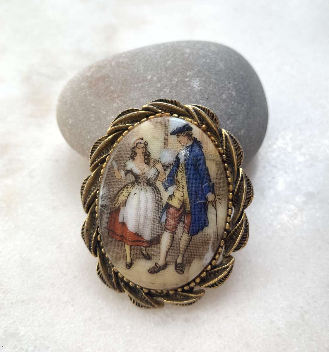 Antique Hand Painted Porcelain Brooch Set In Gilt Metal Frame #ML767 R999.00 Dimensions: 40mmx50mm