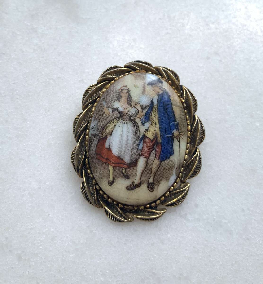 Antique Hand Painted Porcelain Brooch Set In Gilt Metal Frame #ML767 R999.00 Dimensions: 40mmx50mm