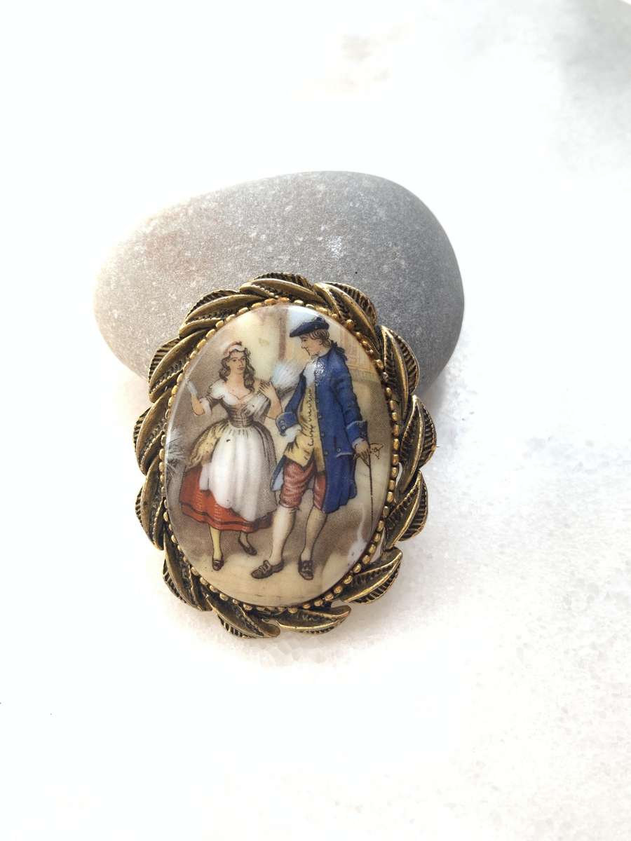 Antique Hand Painted Porcelain Brooch Set In Gilt Metal Frame #ML767 R999.00 Dimensions: 40mmx50mm