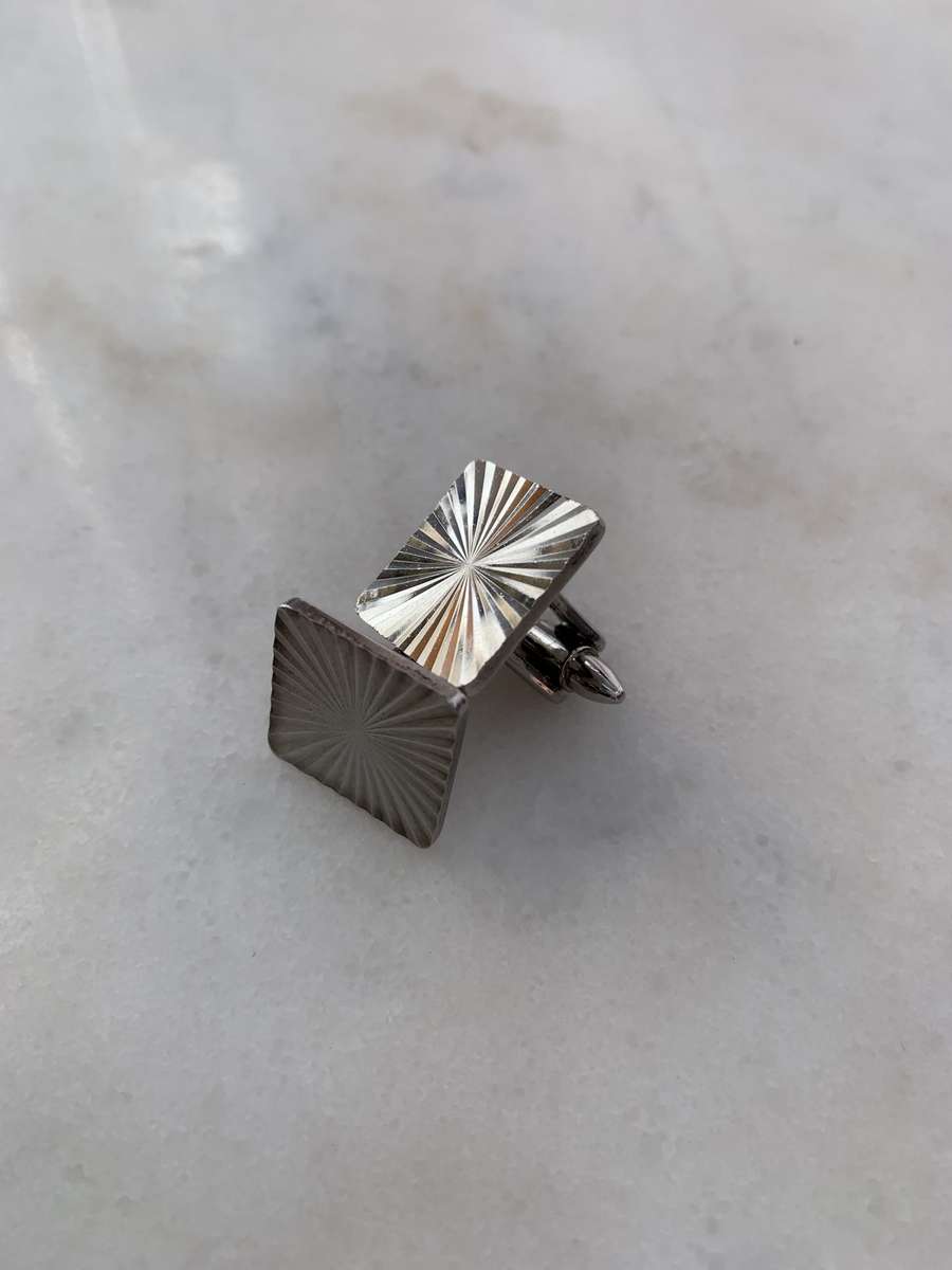 Cufflinks - Fluted Pattern. Silver Plated #ML899