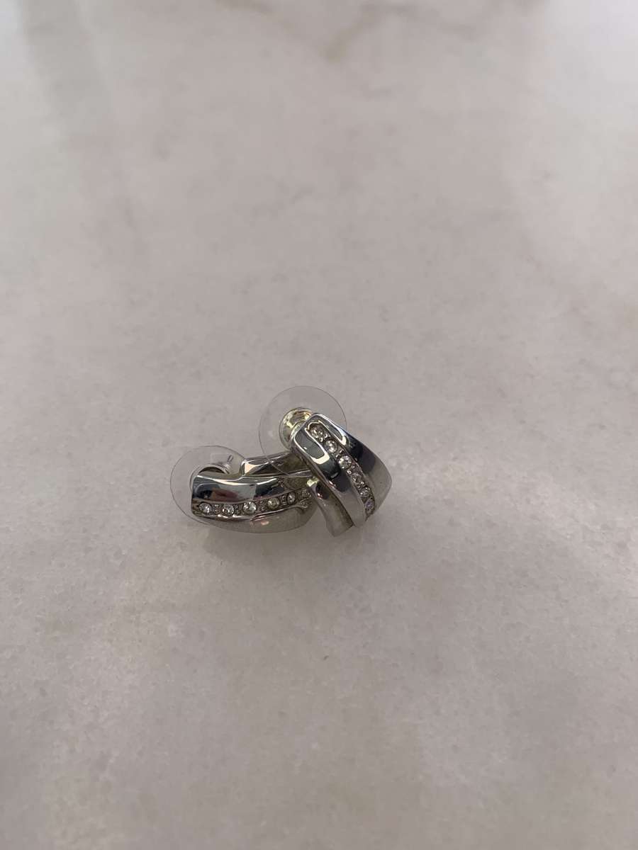 Silver Colour Earrings With Diamante #ML908 R245.00 | Dimensions: 10mm x 17mm