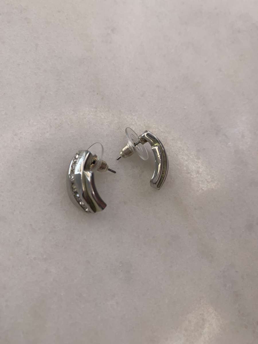 Silver Colour Earrings With Diamante #ML908 R245.00 | Dimensions: 10mm x 17mm