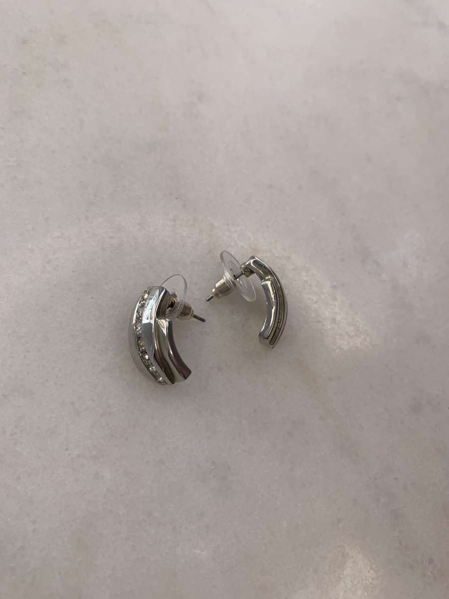Silver Colour Earrings With Diamante #ML908 R245.00 | Dimensions: 10mm x 17mm