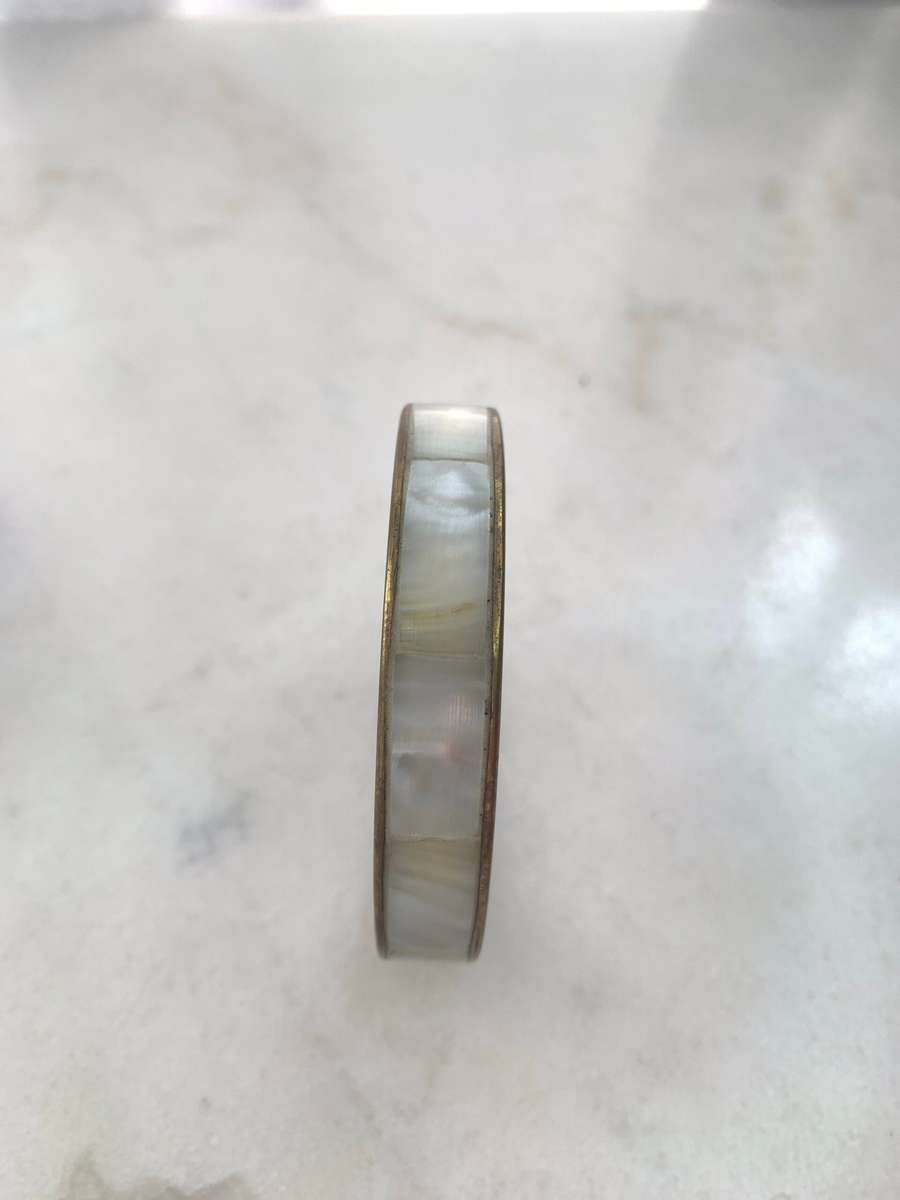 Brass Coloured Bracelet With  Shell Style Pave Inserts #ML919 R145.00 | Dimensions: 69mm D