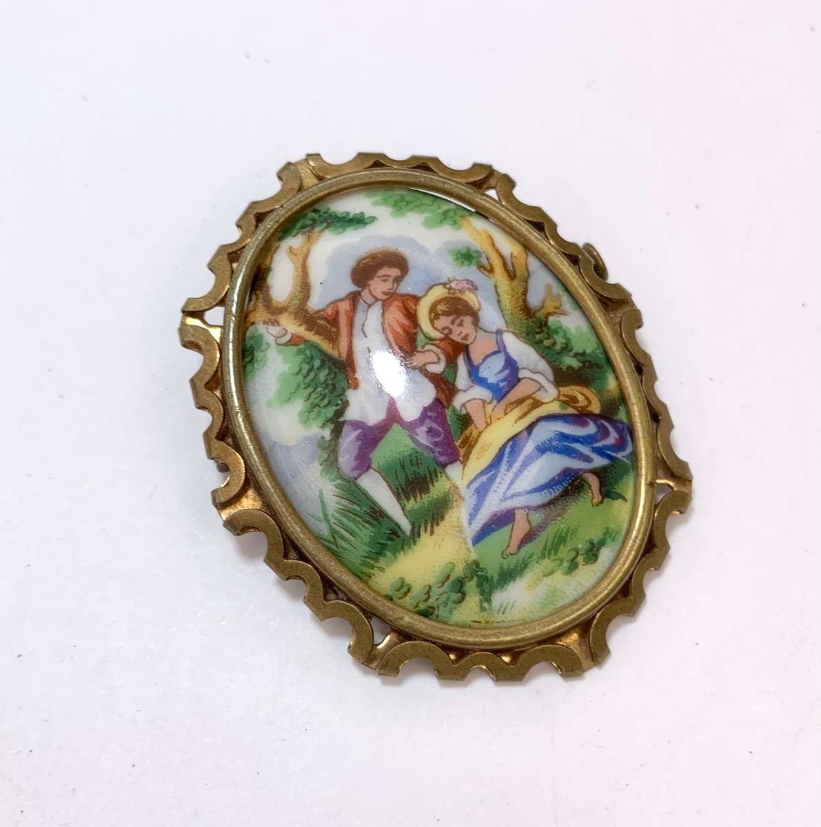 Brooch - Ceramic Oval Limoges France In Gold Colour #ML1119 R795.00 | Dimensions: 9mm x 43mm