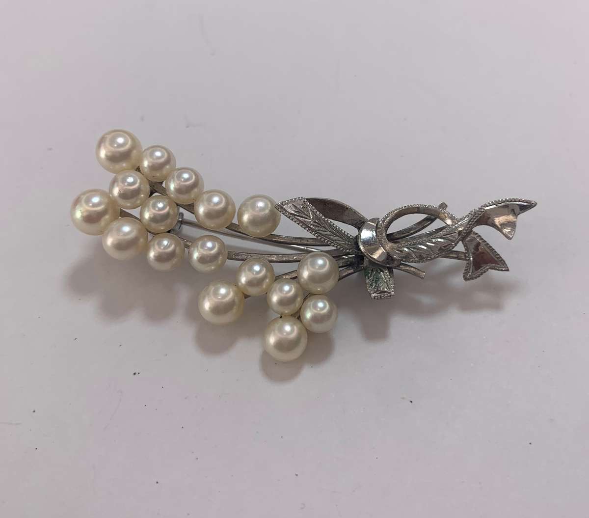 Brooch - Vintage Silver Brooch With Pearls and Bow #ML1147 R295.00 | Dimensions: 55mm x 20mm