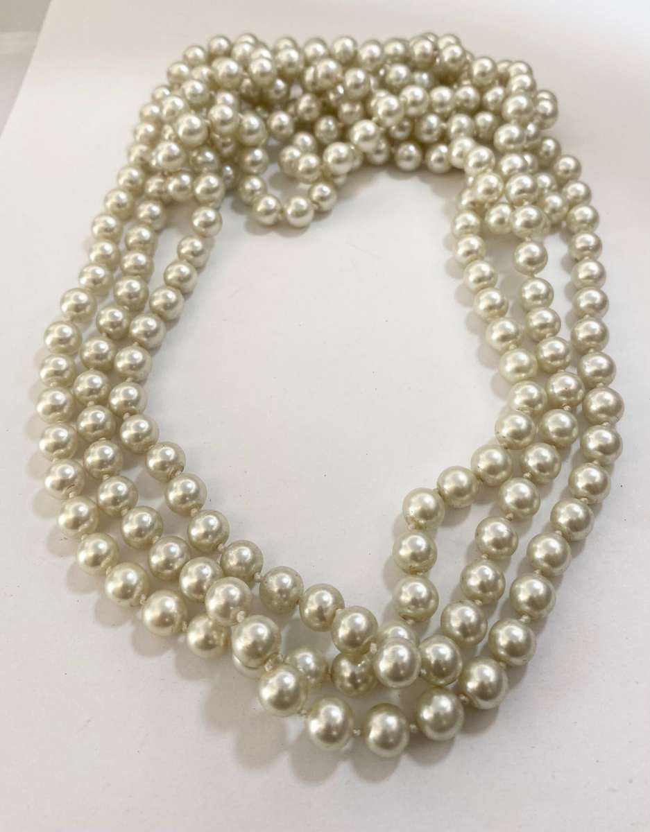 2 x Long Pearl Necklaces. light champagne colour #ML1195 245.00 | Dimensions: 600mm each