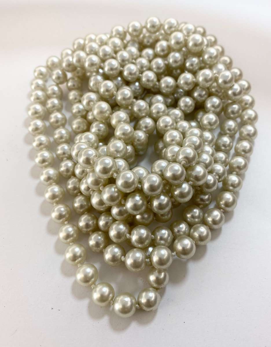 2 x Long Pearl Necklaces. light champagne colour #ML1195 245.00 | Dimensions: 600mm each