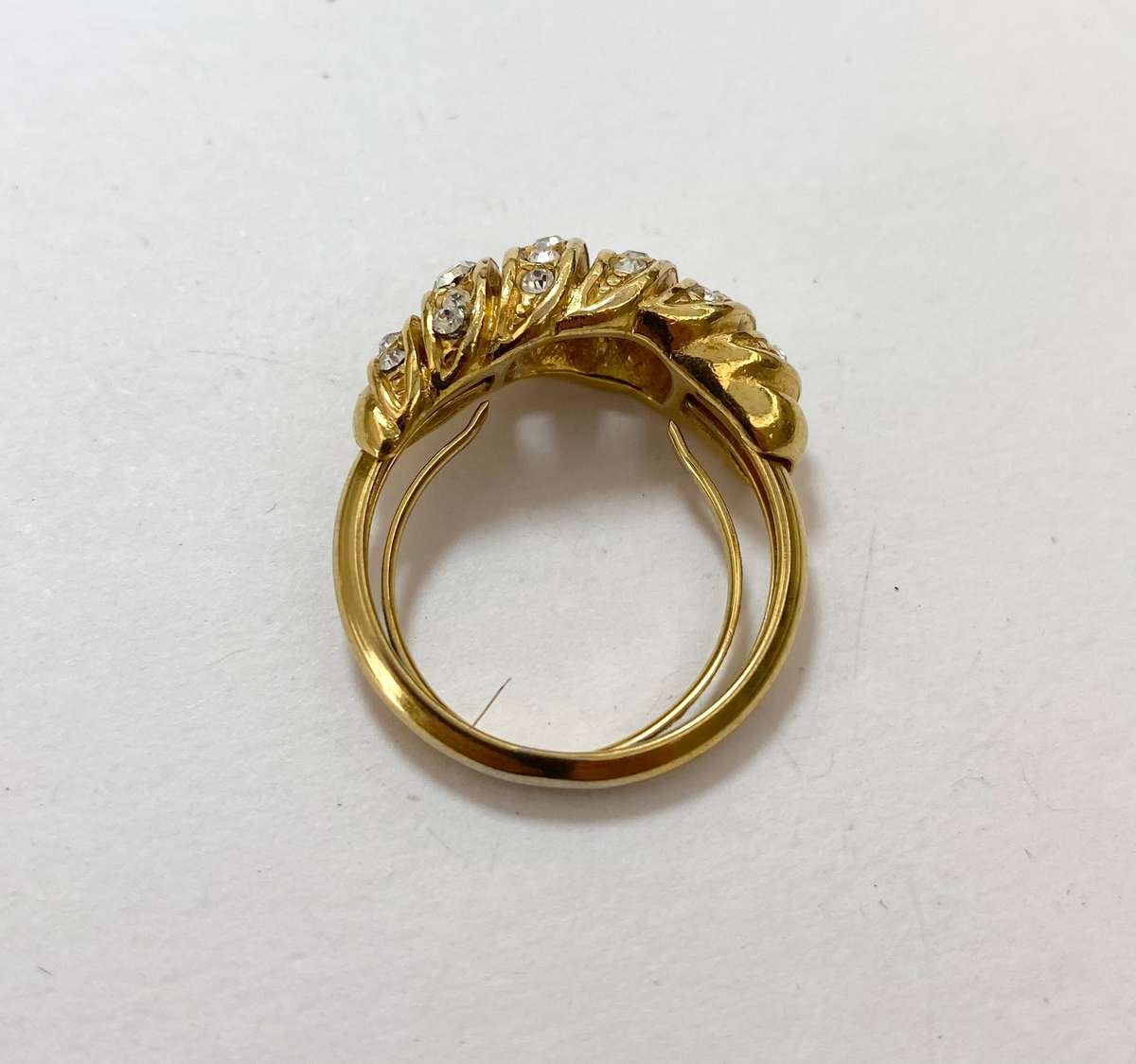 Ring - Wrapped With Diamante. Gold Coloured #ML1222