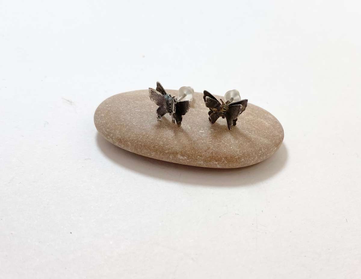 Earrings - Butterfly Shaped Studs. Silver Colour #ML1224 | Dimensions: 8mm x 10mm