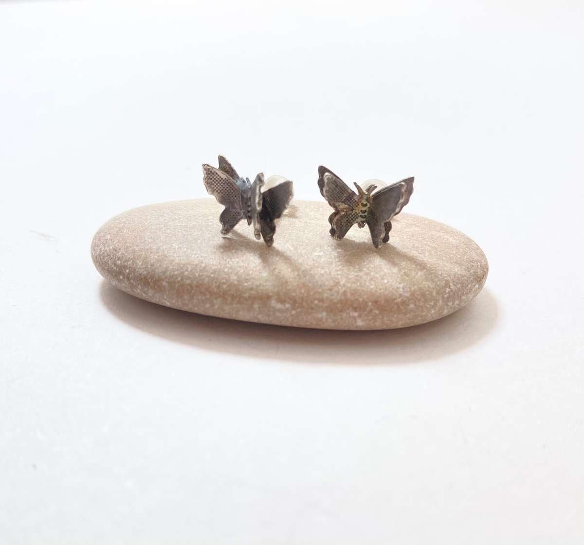 Earrings - Butterfly Shaped Studs. Silver Colour #ML1224 | Dimensions: 8mm x 10mm