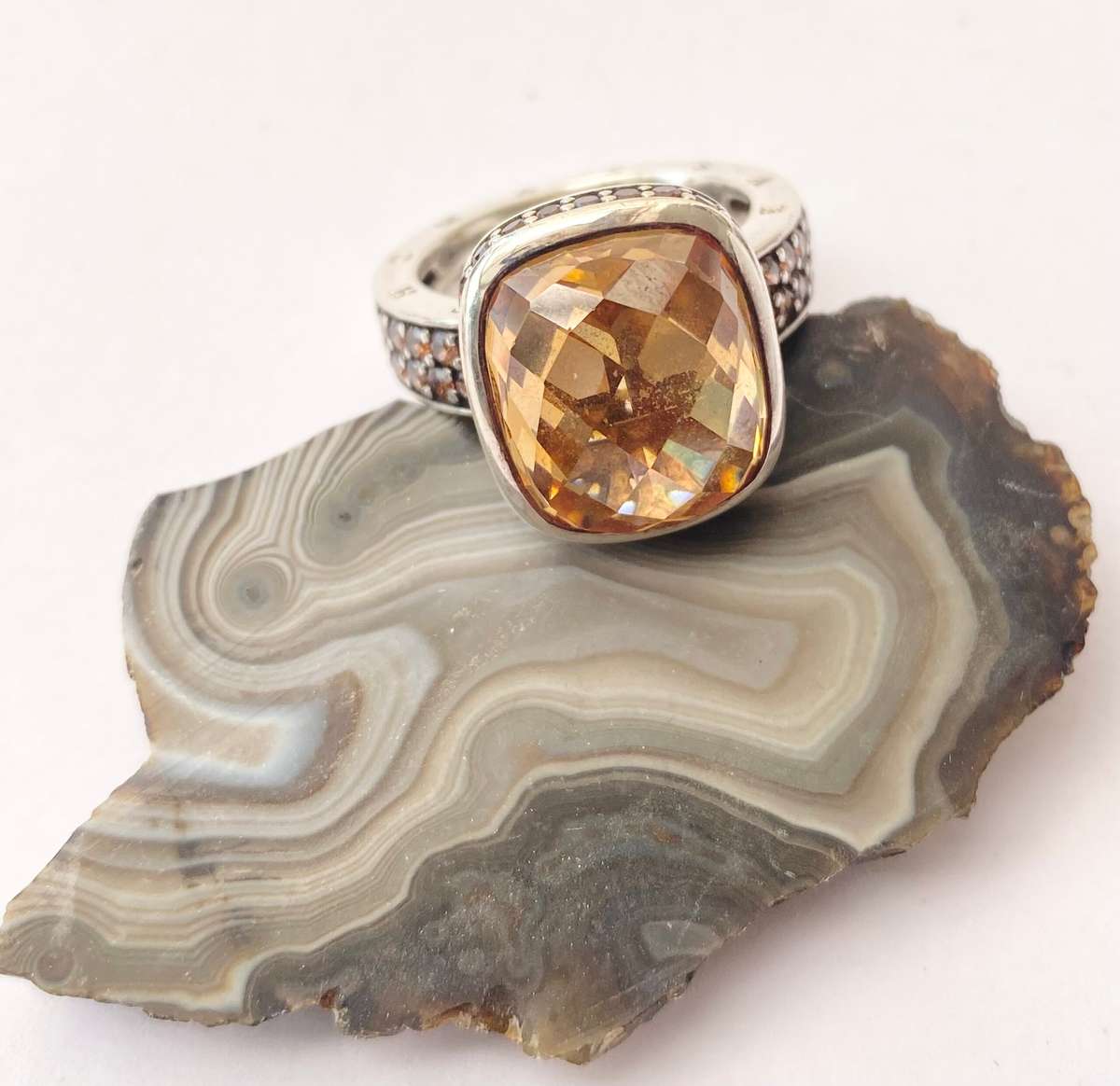 Set - Thomas Sabo Pendant and Ring. Imperial Topaz Stones. All 925 Silver, Stamped and Marked #ML...