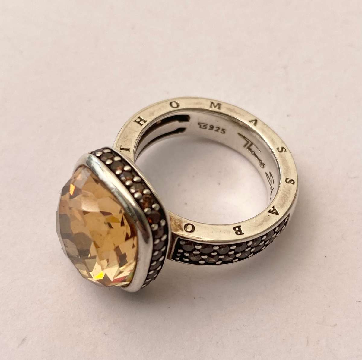 Set - Thomas Sabo Pendant and Ring. Imperial Topaz Stones. All 925 Silver, Stamped and Marked #ML...