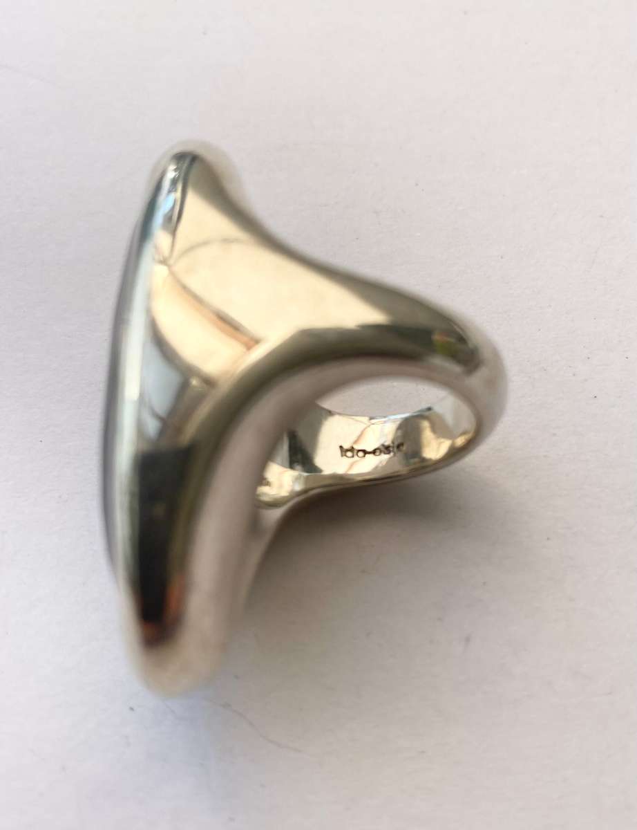 Ring - Sterling Silver With Big Onyx Stone. Ida-Elsie Brand. Marked SIL #ML1347