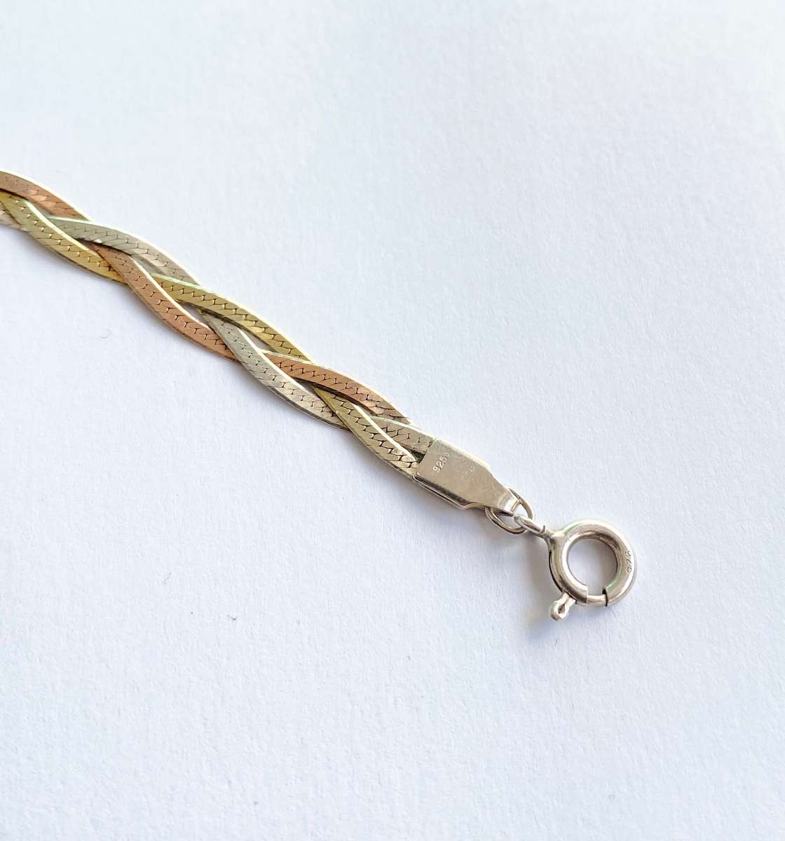 Bracelet - 925 Silver Tricolour Braided Snake Chain #ML1659