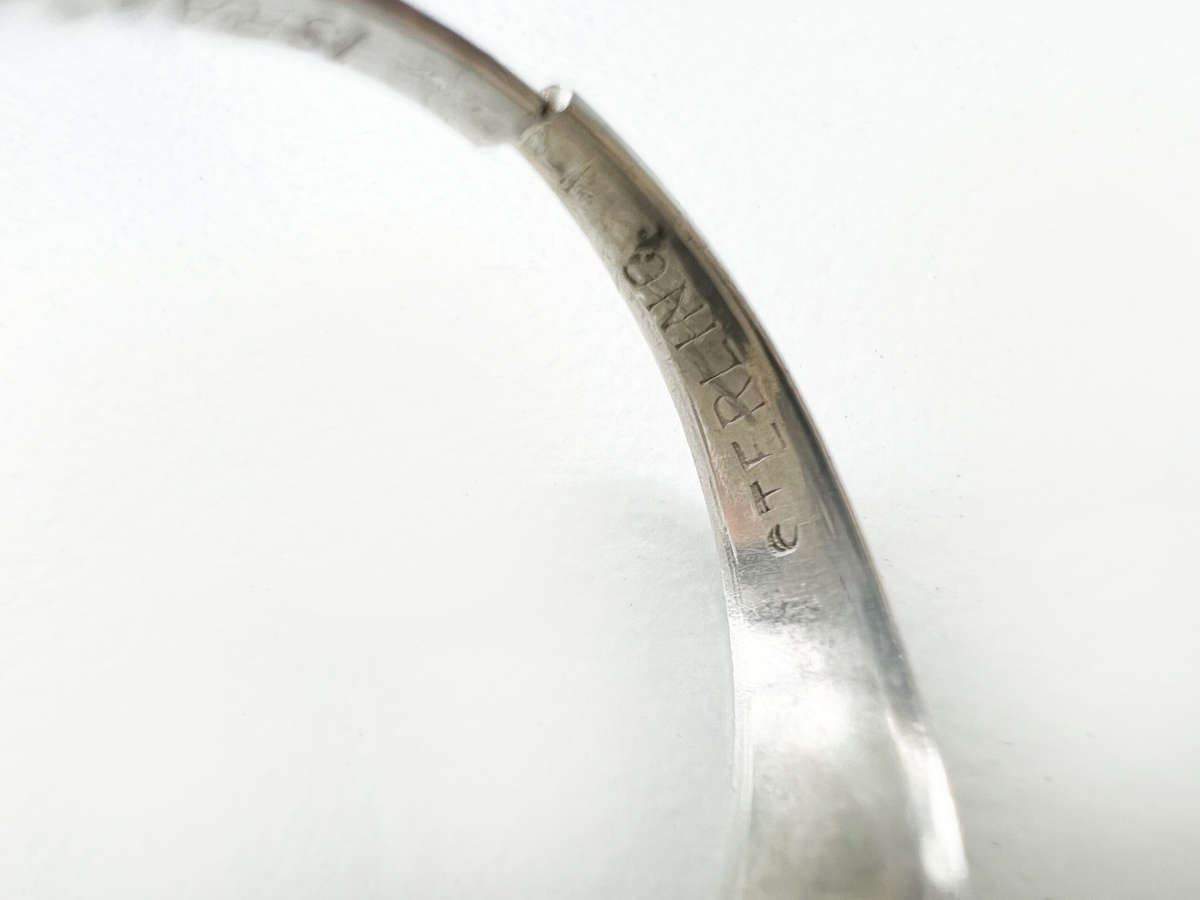 Ring - Vintage Sterling Stamped Israel Twisted Band with Round Eilat Stone Set in Silver ML1963