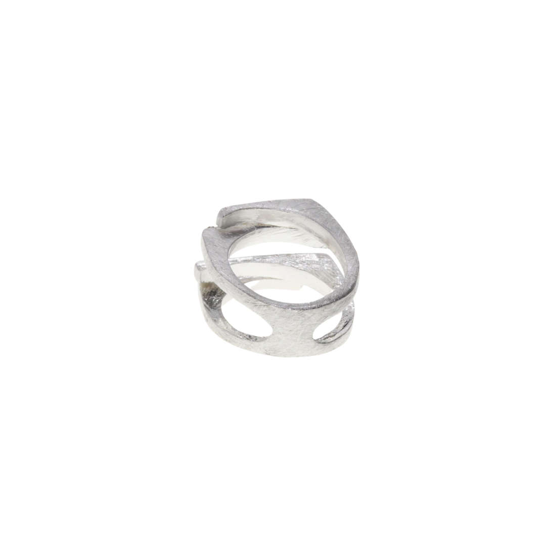 Ring - Silver Tone Adjustable Design. Faced with Diamantes - ML2874