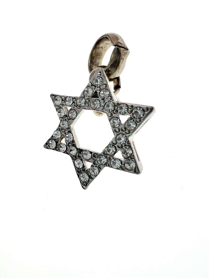 Pendant - Silver tone with Diamante Star of David - ML2094