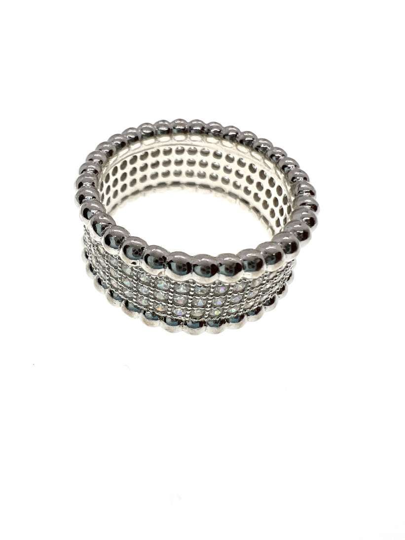 Ring - Silver Tone with Diamantes and Marcasite on Outer Edges - ML2098