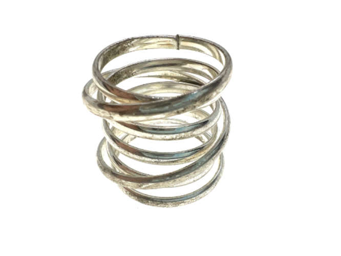 Ring - Vintage Silver Tone Spiral Ring - ML2195