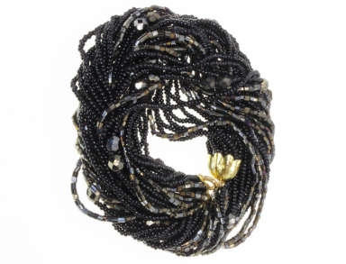 Necklace - Twisted Beads Black and Gold. Different size Beads. - ML2280