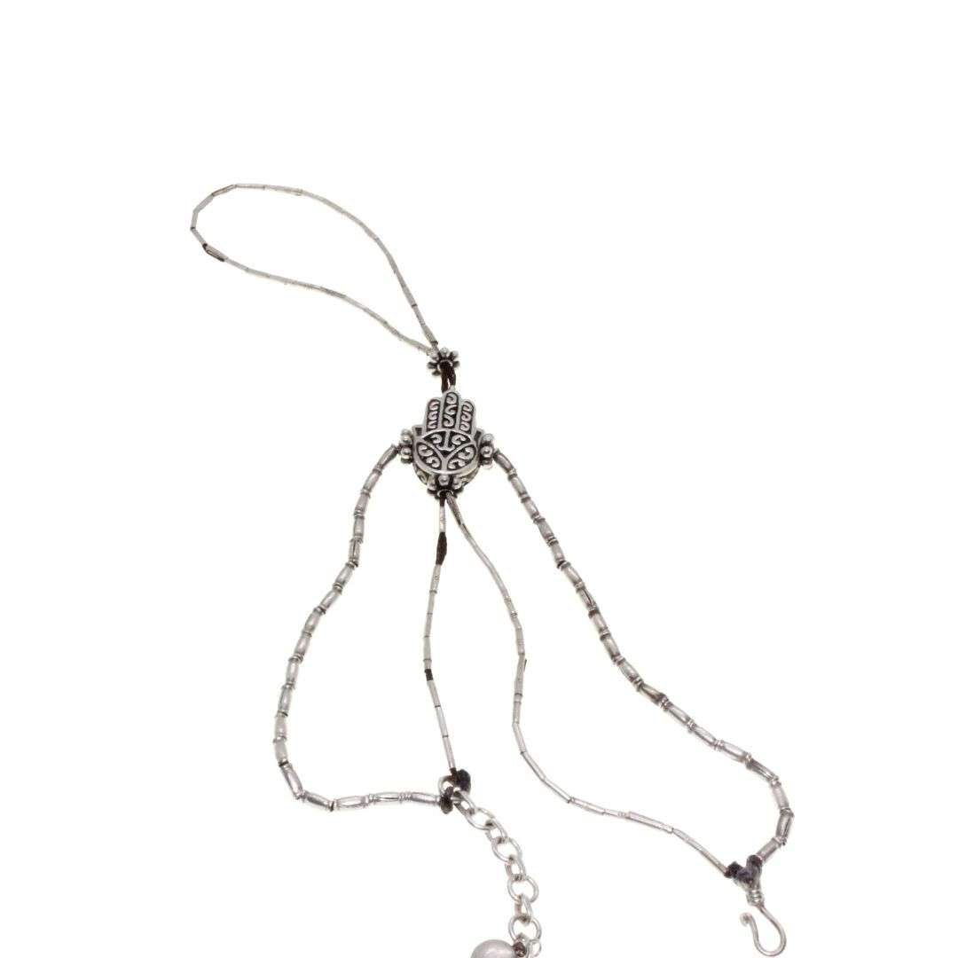 Bracelet - Finger Ring Bracelet - 925 Silver Hamsa Charm - ML3120